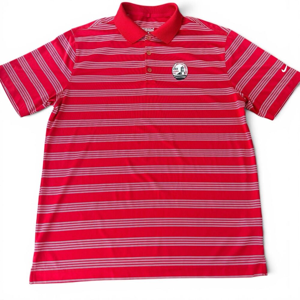 Nike Golf Tour Dri Fit Polo Men L Red 2013 US Amateur Public Links Laurel Hill